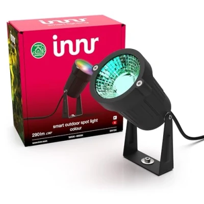 Image de innr Smart Outdoor Spot Light (Extension Nécessite l&#039;ensemble complet avec Control Box) LED connectée Colour, IP 65 RGBW spots, 1 Pack, OSL 132 C