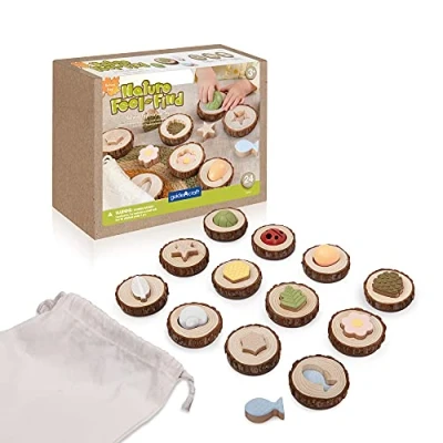 Image de Guidecraft Nature Feel and Find Jeu de 24 mémoires en Bois, XGC G5061, Multicolore