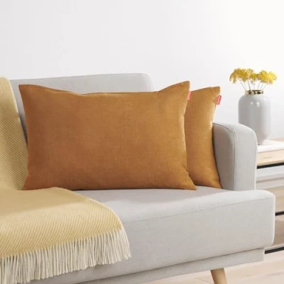 Image de Blumtal Lot de 2 Housses Coussins 40x60 Or en Chenille douillettes avec Fermeture éclair cachée, certifiée Oekotex, pour décoration et canapé