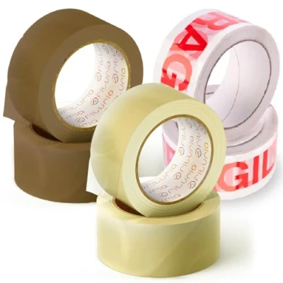 Image de OFITURIA Ruban Adhésif, d&#039;Emballage Idéal pour l&#039;Emballage de Cartons, Expéditions et Déménagements, Pack 6 Rouleaux Ruban, Bande Adhésive Résistante (2Transparent, 2Marron, 2Fragile)