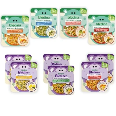 Image de Blédina Morceaux à Dévorer 10 petits plats pour bébé Repas midi et soir Dès 15 Mois 7 recettes Pack de (L&#039;emballage peut varier)