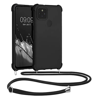 Image de kwmobile Coque Collier Compatible avec Google Pixel 5 Housse en Silicone Noir