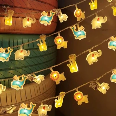Image de Guirlande lumineuse LED d&#039;intérieur Pour enfants 3 m 15 Motif animaux Avec minuterie à piles lit de maison, mariage, baldaquin, chambre coucher