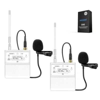 Image de Neewer Packs de 2 Microphones Cravate à Revers, Microphone Condensateur Omnidirectionnel Filaire Clipser, Compatible avec DJI Rode Wireless GO II, émetteur Micro sans Fil, CM5
