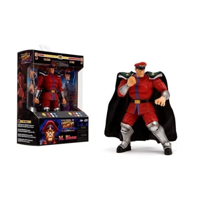 Image de Jada Toys Street Fighter II M. Bison Action Figure Wave 2 Échelle 1:12, 15,2 cm de haut, têtes interchangeables, mains, accessoire feu violet
