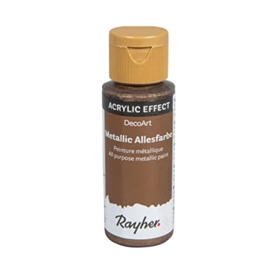 Image de Rayher Bouteille de peinture métallique, tout usage, 59 ml, Acrylique, Mocha Metallic, 3.4 x 10 cm