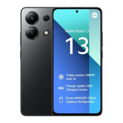 Image de Xiaomi Redmi Note 13 Téléphone 4G 120 Hz Écran AMOLED 6,67&quot; 6 + 128 Go sans contrat, processeur Snapdragon 685 et triple caméra 108 MP Batterie 5000 mAh Charge rapide 33 W (version européenne noir)
