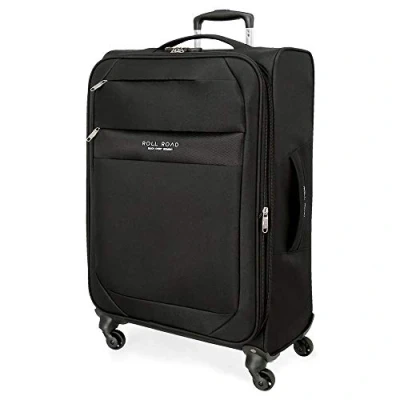 Image de Roll Road Royce Valise Moyenne Noir 43x66x26 cms Souple Polyester Serrure à combinaison 64L 2,6Kgs 4 roues Extensible
