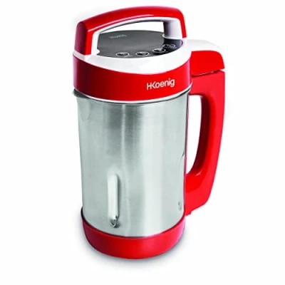 Image de H.Koenig MXC18 Soupe et mixeur électrique, Machine à faire des soupes, smoothies ou compotes, 1,1 L, 850 W, 4 programmes, Acier inoxydable, Rouge, plastique