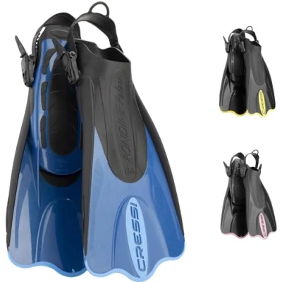 Image de Cressi Palau Saf Fins Palmes Courtes Réglables Adultes pour la Plongée et Natation, Noir/Jaune Courtes, XS/S (35/38)