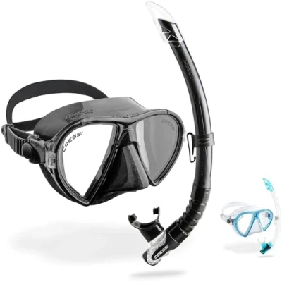 Image de Cressi Sub VIP Ensemble de Masques sous Marins Ocean et Tuba Gamma Unisex Adult, Noir/Noir, Une Taille