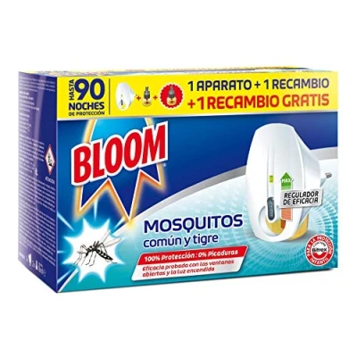 Image de Bloom insecticide électrique liquide double efficacité (1 appareil + 2 recharges), pour moustiques commun et tigre, formule concentrée sans parfum