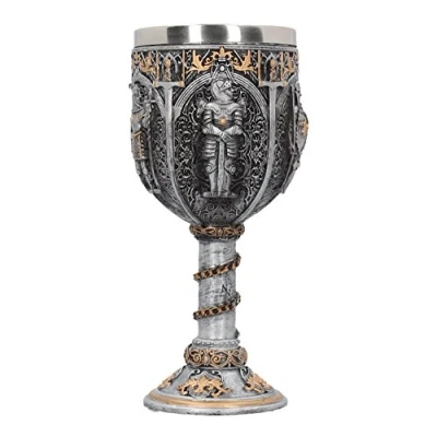 Image de Nemesis Now Gobelet médiéval Chevalier argenté en résine avec Insert Acier Inoxydable 17,5 cm