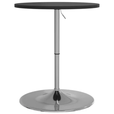 Image de vidaXL Table de Bar, Réception, à Manger, Meuble Bistrot Intérieur, Moderne, Noir Bois d&#039;Ingénierie et Acier Chromé