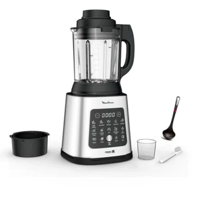 Image de Moulinex Perfectmix Cook blender chauffant à haute vitesse, 10 programmes automatiques, 1400 W, YY5607FG, Noir et Transparent