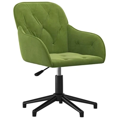Image de vidaXL Chaise Pivotante de Bureau d&#039;Ordinateur Fauteuil Pivotant Siège Meuble Intérieur Vert Clair Velours