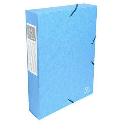 Image de Exacompta Réf. 50606E 8 boites de classement avec élastiques Exabox en carte lustrée 600g/m2 Dos 6 cm dimensions 25 x 33 pour documents A4 couleur turquoise livrées montées