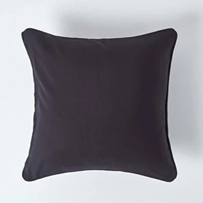 Image de HOMESCAPES Housse de Coussin Uni Noir en 100% Coton, 30x30 cm