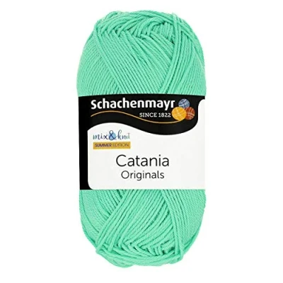 Image de Schachenmayr Catania 9801210 00291 Fil De Coton À Tricoter, 11,5 cm Longueur x 5,2 Largeur 6 Hauteur, Neo Menthe
