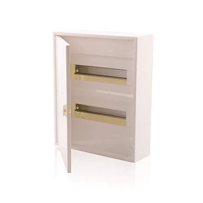 Image de Boîte à fusibles 2 rangées pour 24 modules montés en surface avec rail DIN porte grise IP40 installation pièce sèche dans la maison