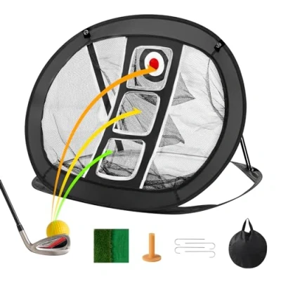 Image de VEVOR Golf Chipping Net, Pop up Oefennet, Draagbaar Indoor Outdoor Hitting Aid Net met Doel/Mat/Ballen/T stuk/Draagtas voor Achtertuin Schommel Training Cadeau