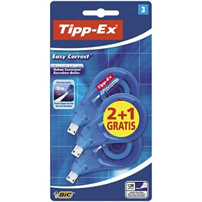 Image de Tipp Ex Easy Correct Rubans Correcteurs à Système de Correction Latérale 12 m x 4,2 mm, Pack 2+1