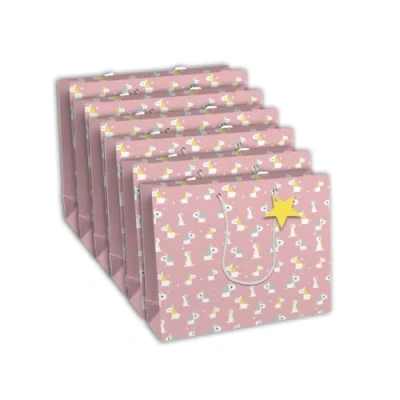 Image de Eurowrap 32466 6Cpack Un lot de 6 sacs cadeaux Excellia Format Shopping 37,3x11,8x27,5 cm 210g Motif : Licornes Emballage Cadeaux, idéal pour Jeux Société, Puzzles
