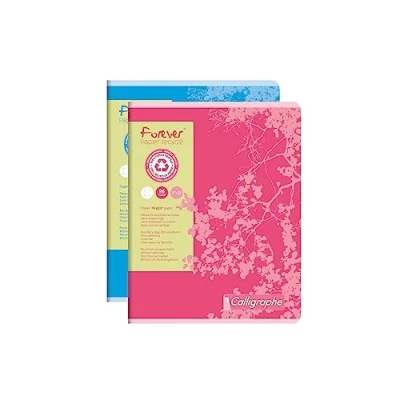 Image de Calligraphe 17105C Un Cahier Agrafé Forever (une Marque de Clairefontaine) 17x22 cm 96 Pages Petits Carreaux Papier 100 % Recyclé 70 g Couverture Recyclée Couleur Aléatoire