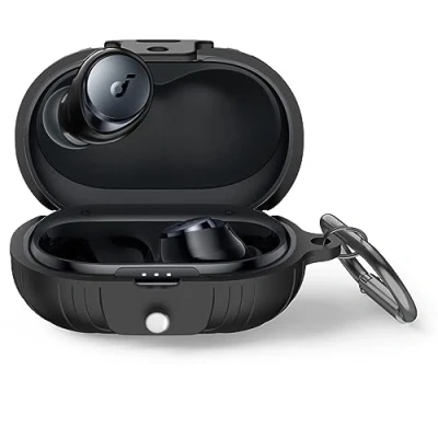 Image de MOWYEOK coque en silicone compatible avec Anker Soundcore Space A40, portable et résistante aux chocs, avant LED visible, pour A40 Accessoires de boîtier