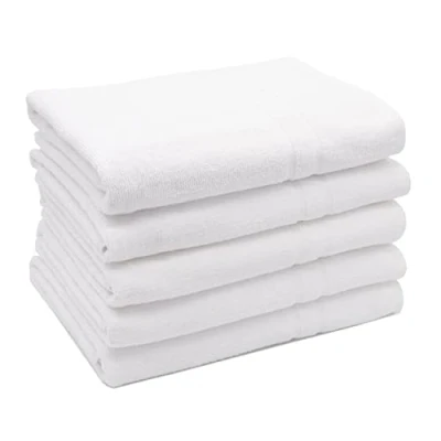 Image de ZOLLNER Set de 5 Serviettes Douche, Coton, 420 g/m², 70x140 cm, Blanc