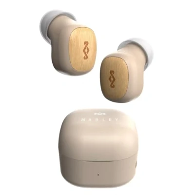 Image de Marley House of Smile Jamaica Écouteurs sans Fil Petits Bluetooth, 14h d&#039;Autonomie, Mini Intra Auriculaires, Bluetooth TWS avec Boîtier de Charge, Crème
