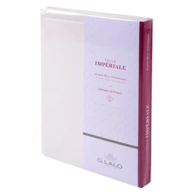 Image de Lalo 26400L Un sachet de correspondance comprenant 10 cartes visite simples 10,7x15,2 cm 300g et enveloppes doublées 11,4x16,2 cm, Toile impériale, Blanc