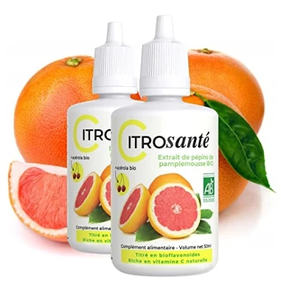 Image de INOLAB Citrosanté BIO Extrait de Pépins Pamplemousse certifié biologique 2 lots 50 ml soit 100ml