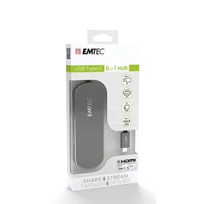 Image de Emtec T650C Type C HUB USB 3.2 Gen 1 (3.1 1) A Noir Neuf