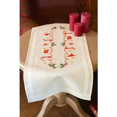 Image de Vervaco Weihnachtlich Kit Chemin de Table Noël, Coton, écru, ca. 40 x 100 cm / 16&quot; 40&quot;