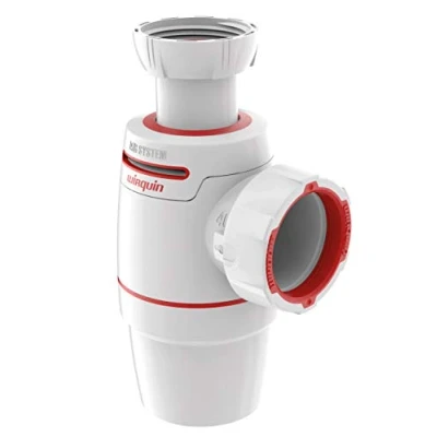 Image de Wirquin 30722160 Siphon de lavabo Néo Air entrée 1/4 &amp; sortie Ø40 zéro fuite, blanc