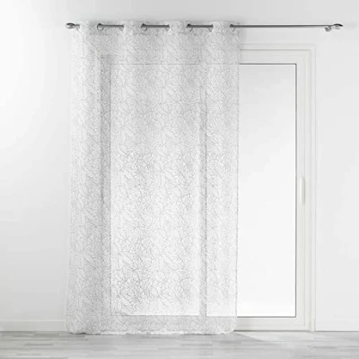Image de douceur d&#039;intérieur, Voilage à Oeillets (140 x 240 cm) Solea Blanc, Effet Lin Tissé Imprimé