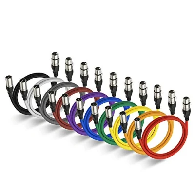 Image de NUOSIYA Cable XLR 1m 10 couleurs Microphone Male Femelle Compatible avec Enceinte Caméra Table de Mixage Amplificateur Audio Studio Enregistrement