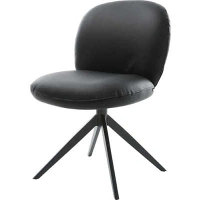 Image de Chaise pivotante Nube Flex cuir de vache noir pied croisé large pivotement sur 360 fonction bascule ressorts ensachés