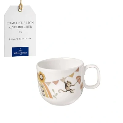 Image de Villeroy &amp; Boch Boho kids Roar like a lion Petite Tasse pour enfants avec anse, en porcelaine, Vaisselle enfants, Lavable au lave vaisselle, Compatible micro ondes, Multicolore