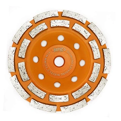 Image de Disque de meulage surface coupe diamant, BGTEC 1 pièce 125mm Double rangée 20 Segments meule pour béton avec filetage M14 meuleuse d&#039;ange, polissage et nettoyage granit