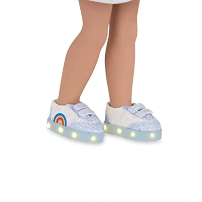 Image de Glitter Girls by Battat GG57027Z Skip to The Rainbow Chaussures de Poupée Lumineuses Pailletées avec Motif Arc en Ciel Compatibles Presque toutes les Poupées 35,56 cm Dès 3 ans