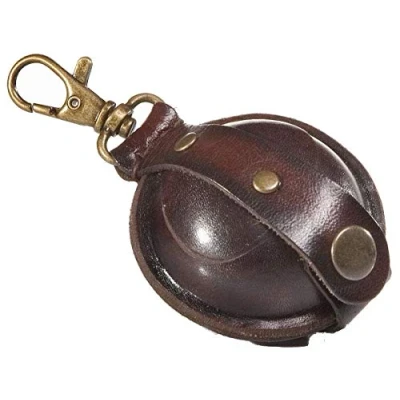 Image de MIKA 28071102 Mini Porte clés en Cuir véritable/Cuir de Selle avec Compartiment à Monnaie Bouton Pression Marron Ø env. 5 cm