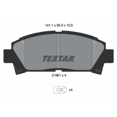 Image de TEXTAR 2196102 Jeu de plaquettes frein avec indicateur d&#039;usure TOYOTA: MR2 II Coupe, Avensis I Liftback, Break