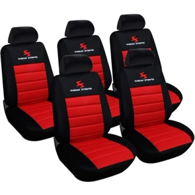 Image de WOLTU 5 X Housse de siège Noir Rouge,Auto Voiture Universelle,AS7257