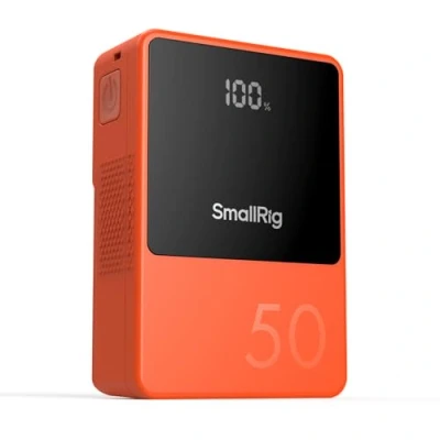 Image de SMALLRIG Batterie V Mount VB50, 50 Wh / 3400 mAh avec PD 45 W USB C Charge Rapide, Plusieurs Ports, Écran OLED, pour Appareil Photo Reflex Numérique, Caméscope, Moniteur, Orange 4871