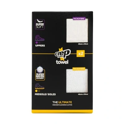 Image de Crep Protect Lot de 2 serviettes en microfibre pour chaussures qualité supérieure semelle intermédiaire, extérieure et tige, blanc, Taille unique