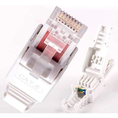 Image de O&amp;W Security Lot de 5 connecteurs réseau RJ45, Cat6, Cat7, Cat5, avec câble LAN, sans outil