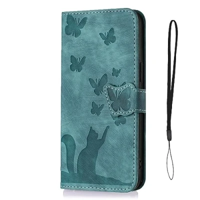 Image de Nodigo EU Compatible pour Samsung Galaxy A35 5G Coque Cuir Magnétique Antichoc avec Support Clapet Design Chat Motif Drôle Étui Kickstand Case Cover Housse Portefeuille Vert A