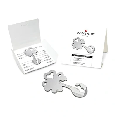 Image de Article cadeau : ROMINOX Key Tool Lucky Charm, 19 fonctions, porte clés trèfle, bonheur, acier inoxydable, multi outil avec description de fonction, multifonction